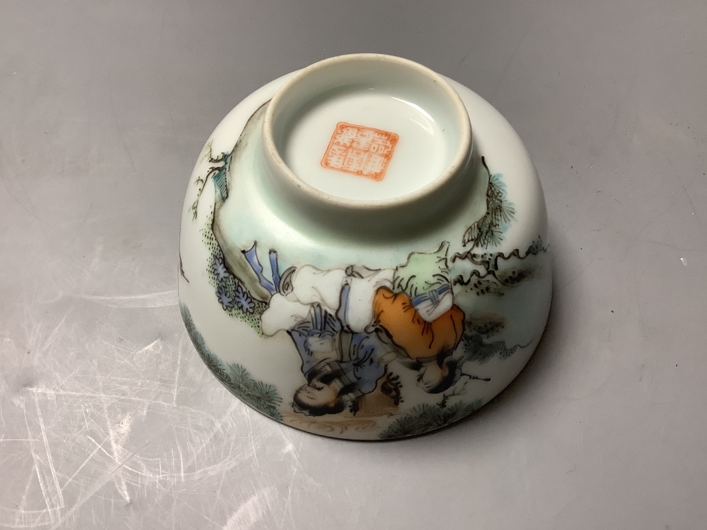 A Chinese enamelled porcelain 'scholar's' bowl, height 11.5cm